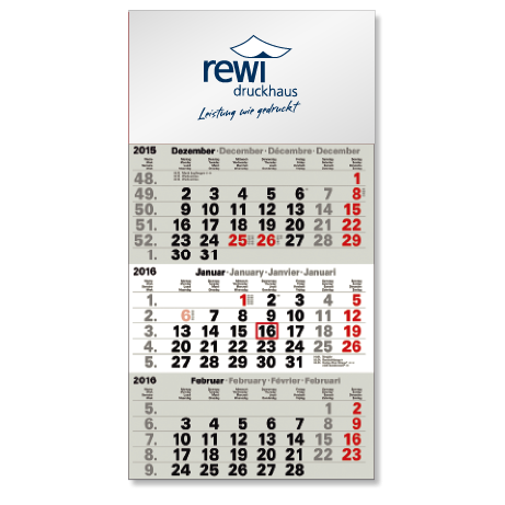 3-Monatskalender für das Folgejahr